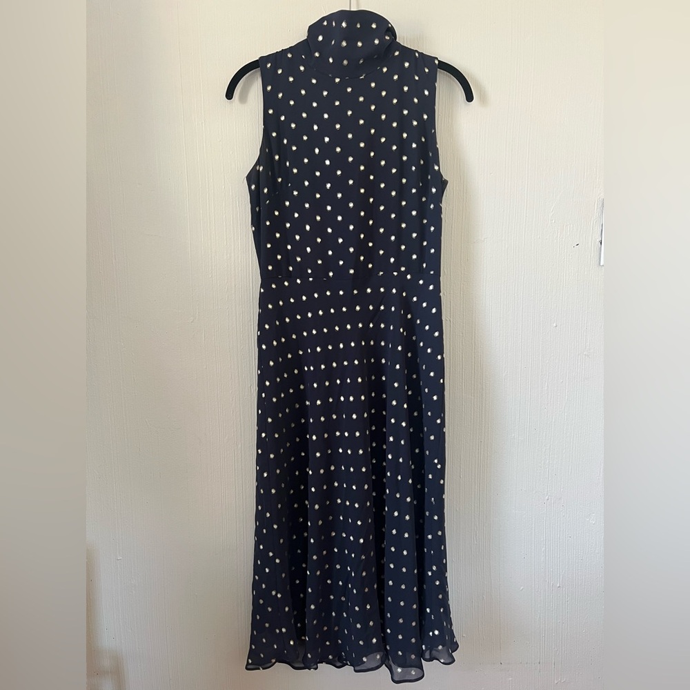 Taylor Navy and White Polka Dot Midi Dress